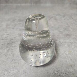 Vintage Pear Shaped Hand Blown Controlled Bubble Paper Weight and Bud Vase - EUC